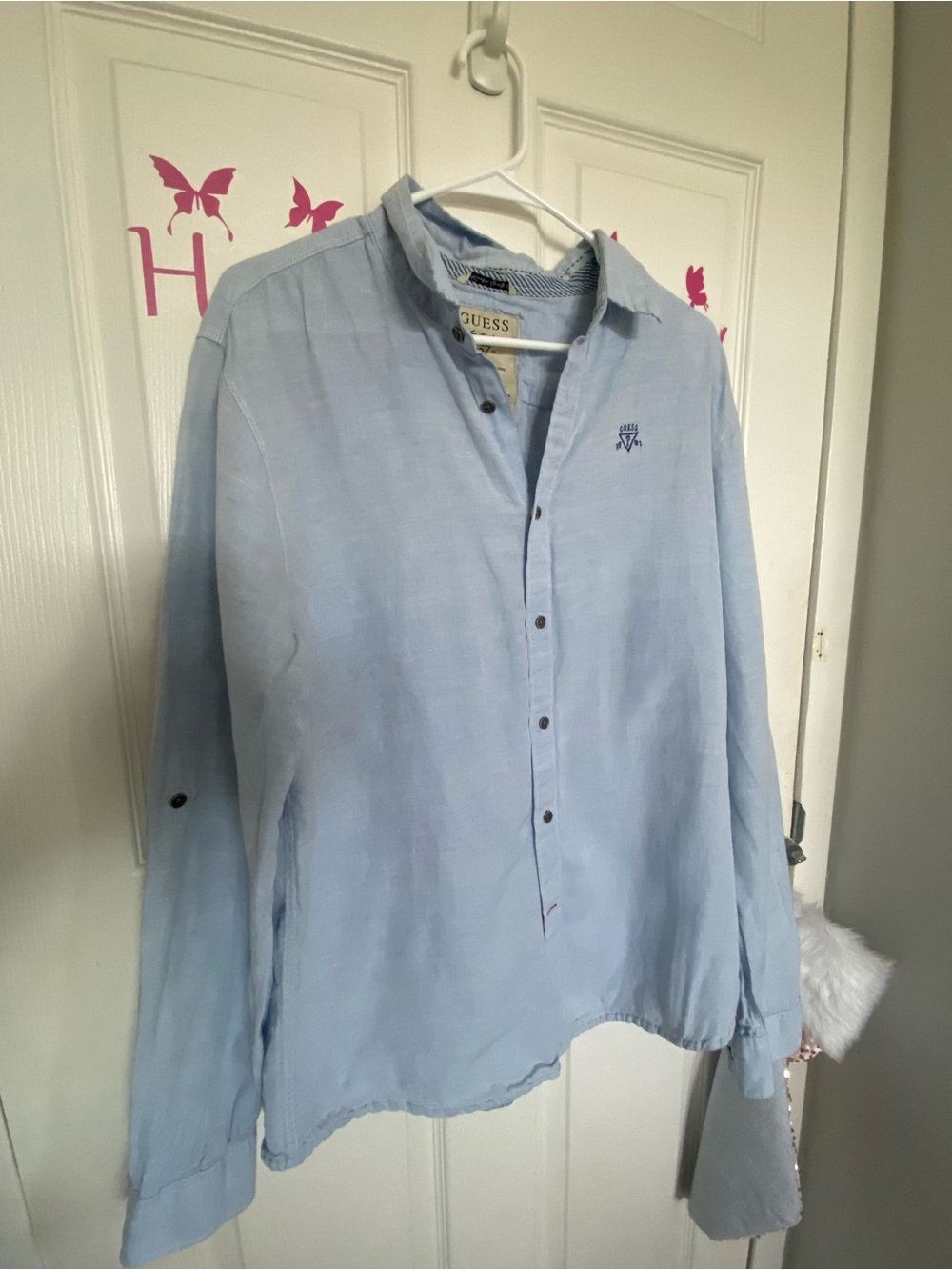 Guess Light Blue Casual Button-Down Shirt